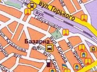 Центральный рынок (базар) города Коростень на карте